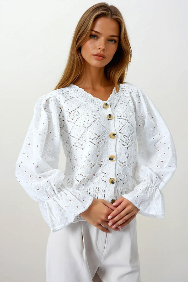 Elegant Knit Cardigan with Brocade