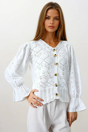 Elegant Knit Cardigan with Brocade