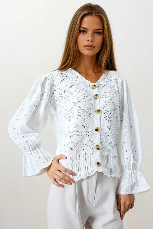 Elegant Knit Cardigan with Brocade
