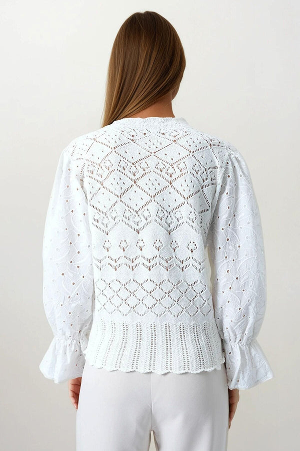 Elegant Knit Cardigan with Brocade