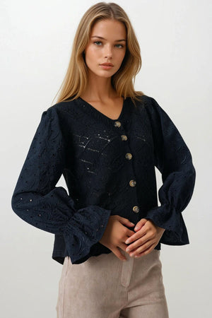 Elegant Knit Cardigan with Brocade