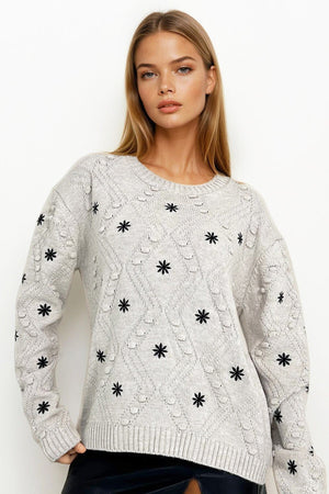 Elegant Embroidered Knit Sweater