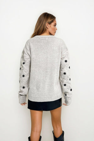 Elegant Embroidered Knit Sweater