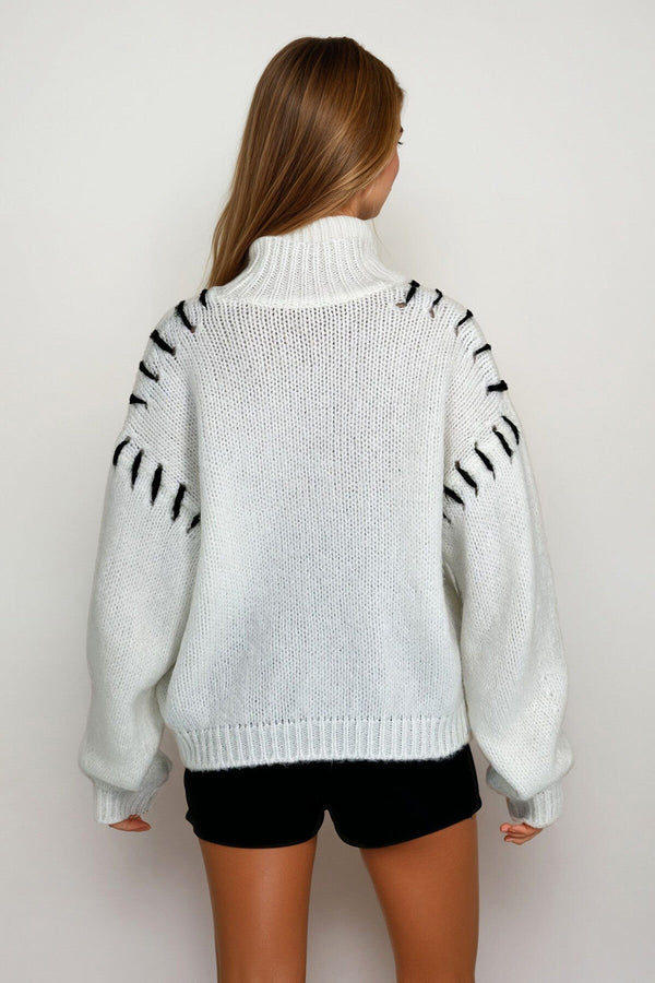Elegant Color-Block Knit Sweater