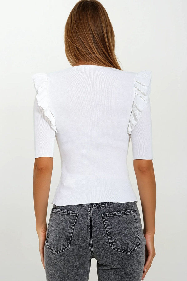 Chic Black Ruffle-Sleeve Blouse