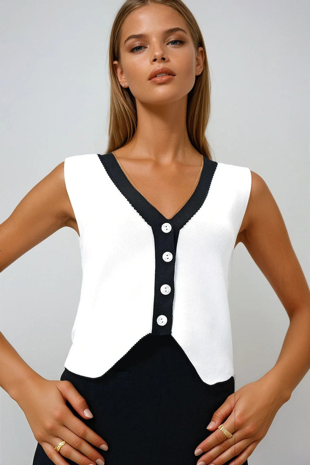 Trendy Color-Block Knit Vest