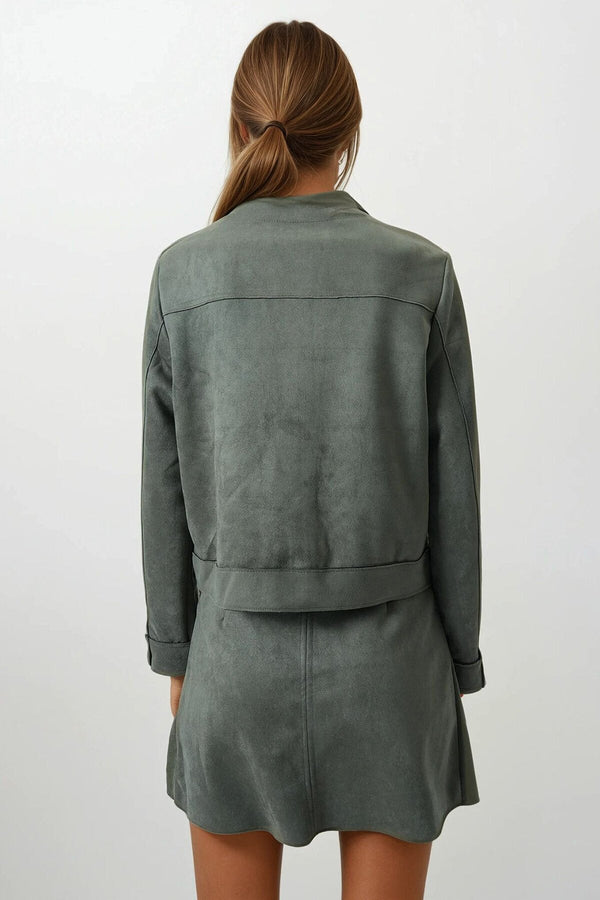 Chic Khaki Gold-Button Jacket