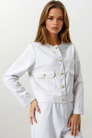 Chic Khaki Gold-Button Jacket
