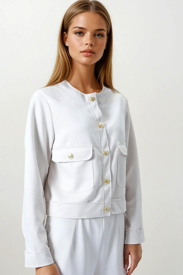 Chic Khaki Gold-Button Jacket