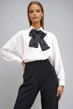 Chic Detachable Ribbon Shirt