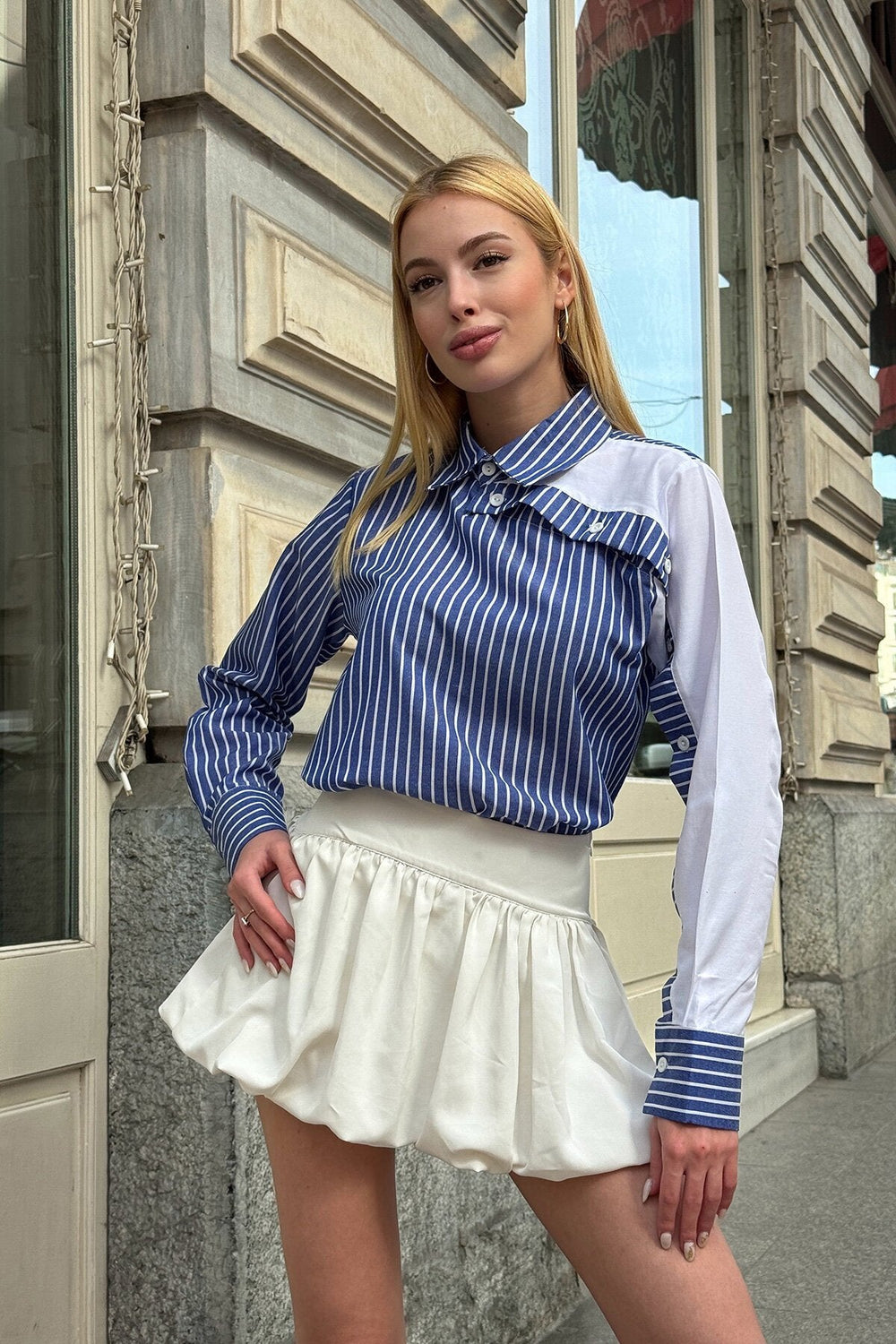 Elegant Asymmetrical Button-Detail Shirt