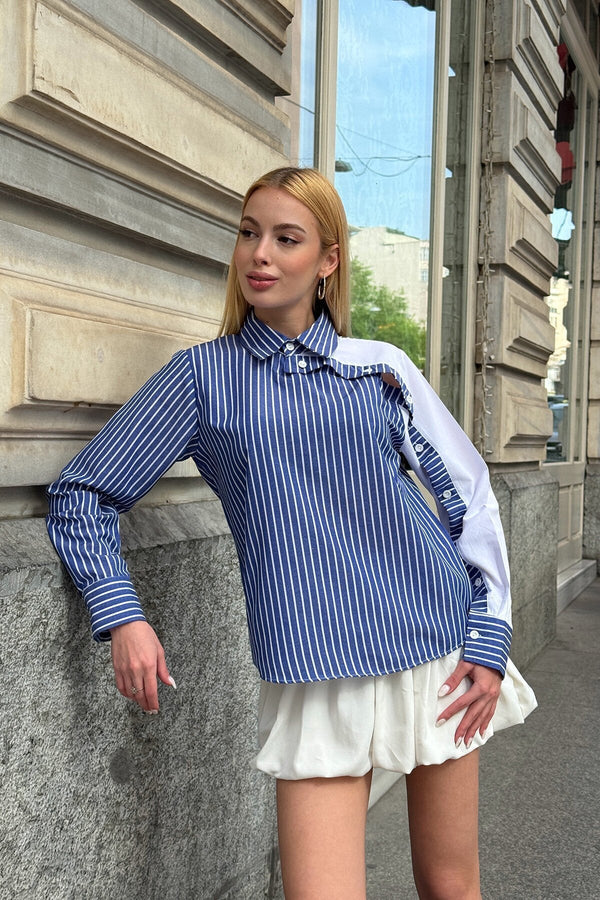 Elegant Asymmetrical Button-Detail Shirt