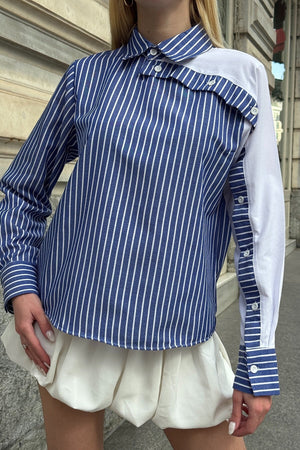 Elegant Asymmetrical Button-Detail Shirt