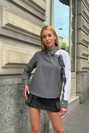 Elegant Asymmetrical Button-Detail Shirt