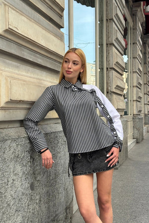 Elegant Asymmetrical Button-Detail Shirt