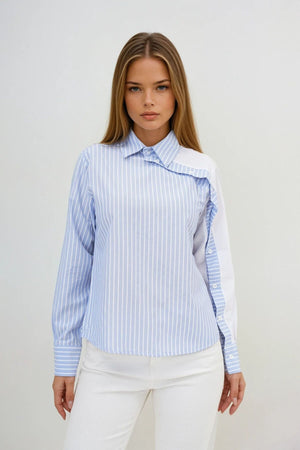 Elegant Asymmetrical Button-Detail Shirt