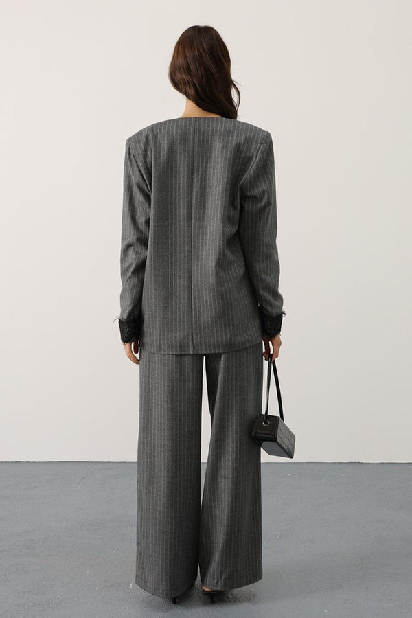 Elegant Lace-Detail Palazzo Trousers