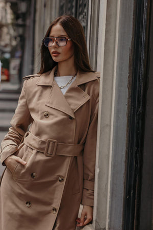 Elegant Button-Up Long Trench Coat