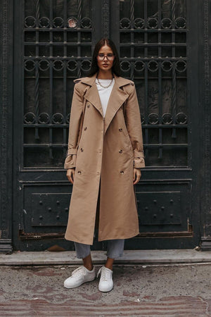 Elegant Button-Up Long Trench Coat