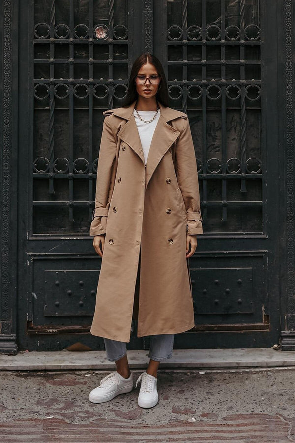 Elegant Button-Up Long Trench Coat