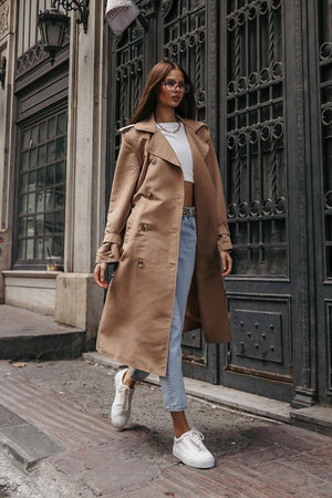 Elegant Button-Up Long Trench Coat