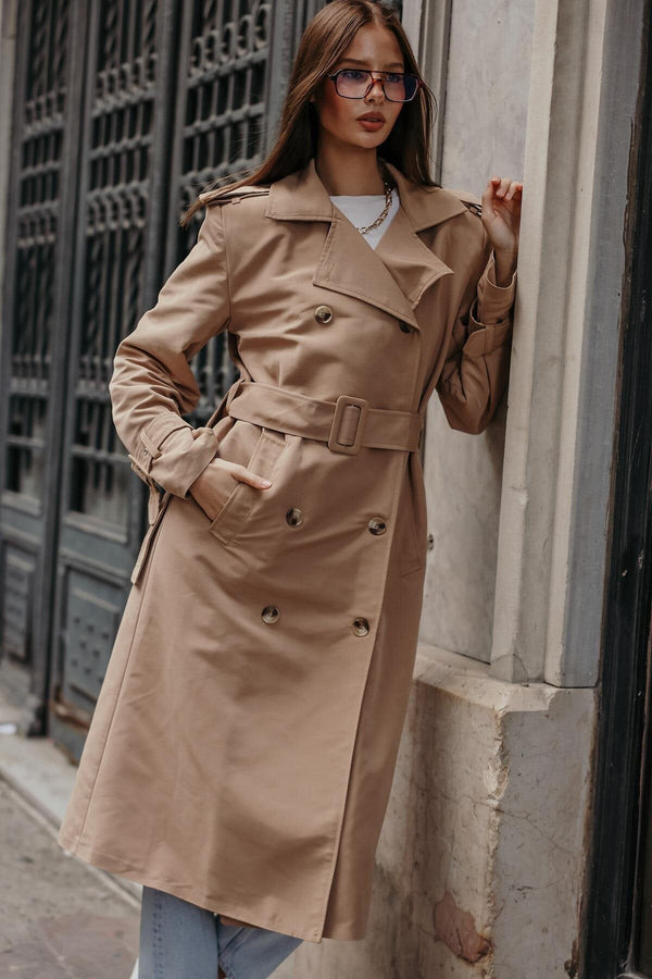 Elegant Button-Up Long Trench Coat