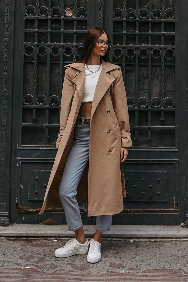 Elegant Button-Up Long Trench Coat