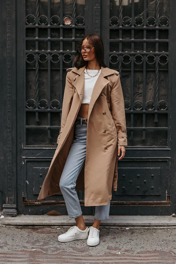 Elegant Button-Up Long Trench Coat