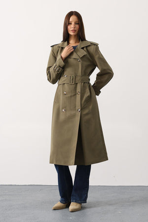 Elegant Button-Up Long Trench Coat