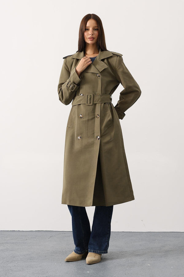 Elegant Button-Up Long Trench Coat