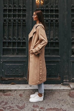 Elegant Button-Up Long Trench Coat