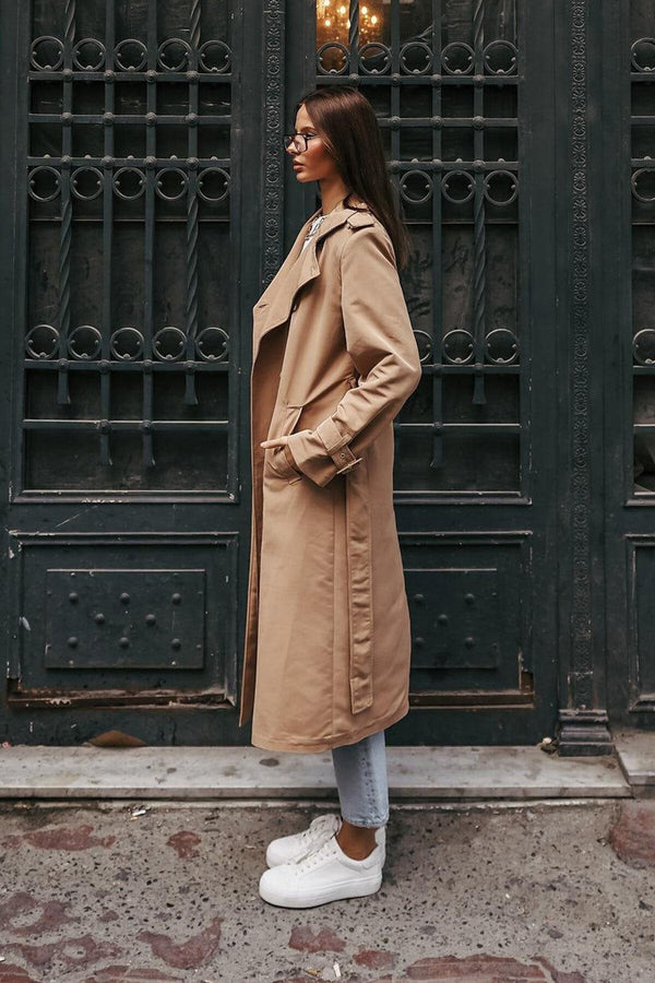 Elegant Button-Up Long Trench Coat