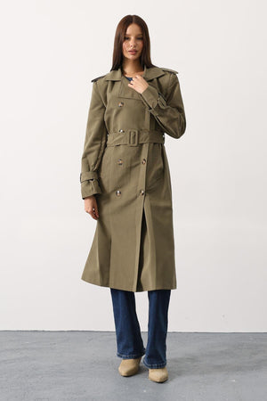 Elegant Button-Up Long Trench Coat