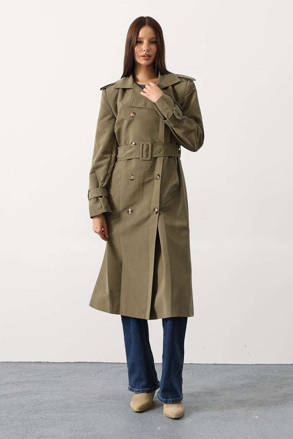 Elegant Button-Up Long Trench Coat