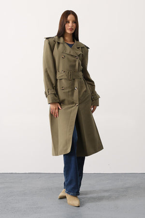 Elegant Button-Up Long Trench Coat