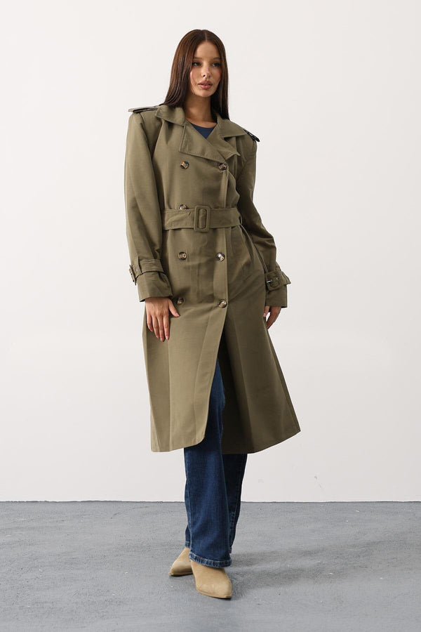 Elegant Button-Up Long Trench Coat