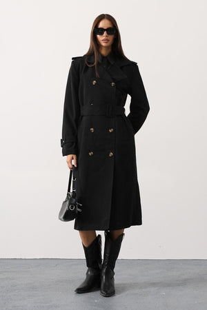 Elegant Button-Up Long Trench Coat