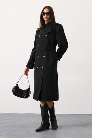 Elegant Button-Up Long Trench Coat