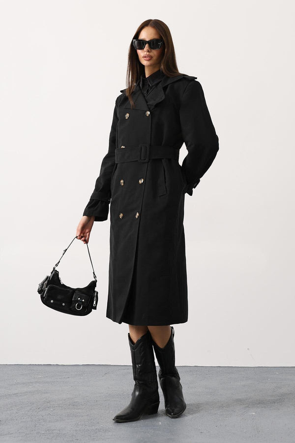 Elegant Button-Up Long Trench Coat