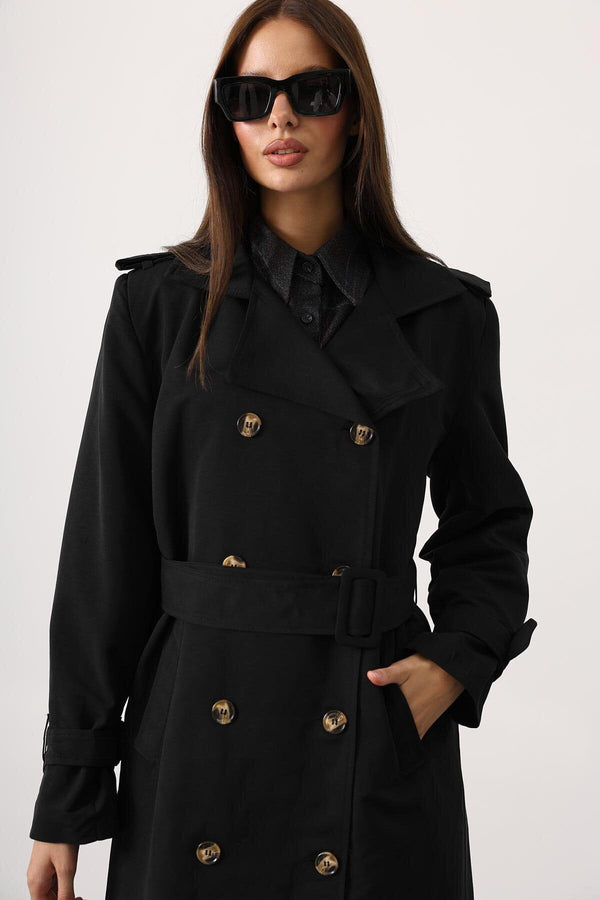 Elegant Button-Up Long Trench Coat