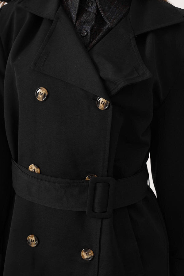 Elegant Button-Up Long Trench Coat