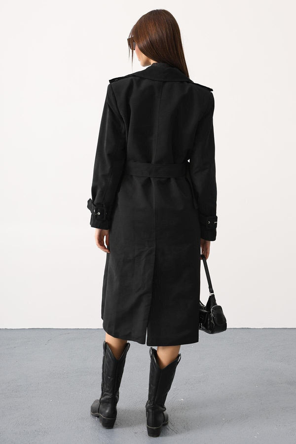 Elegant Button-Up Long Trench Coat
