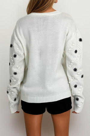 Elegant Embroidered Knit Sweater
