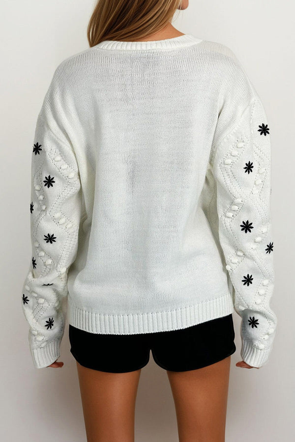 Elegant Embroidered Knit Sweater