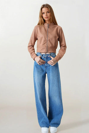 Chic Suede-Textured Short Jacket