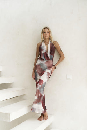 Draped Halter Maxi Dress
