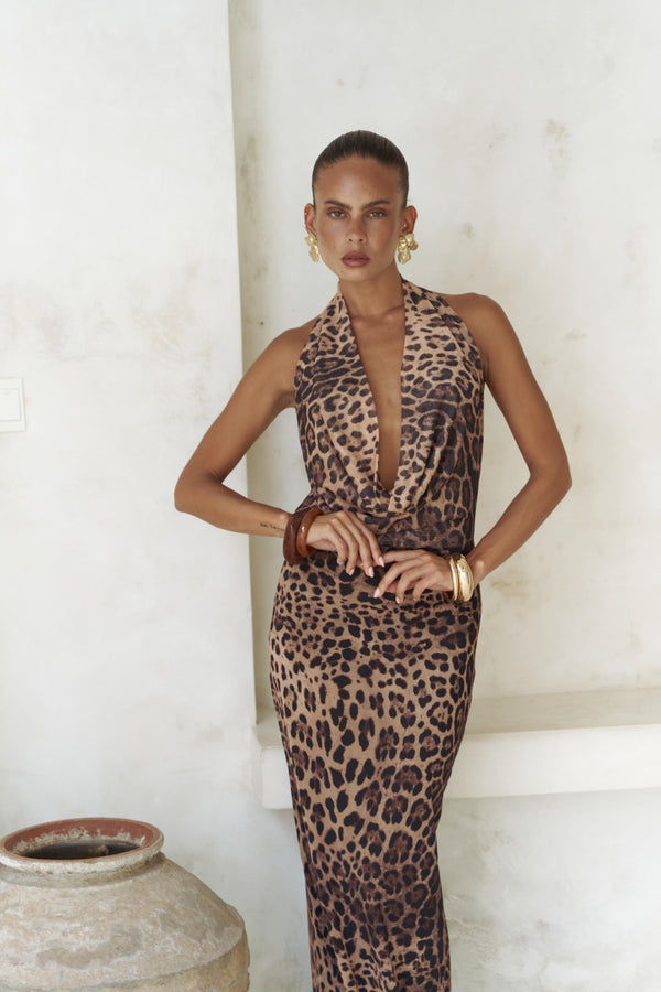 Draped Halter Maxi Dress