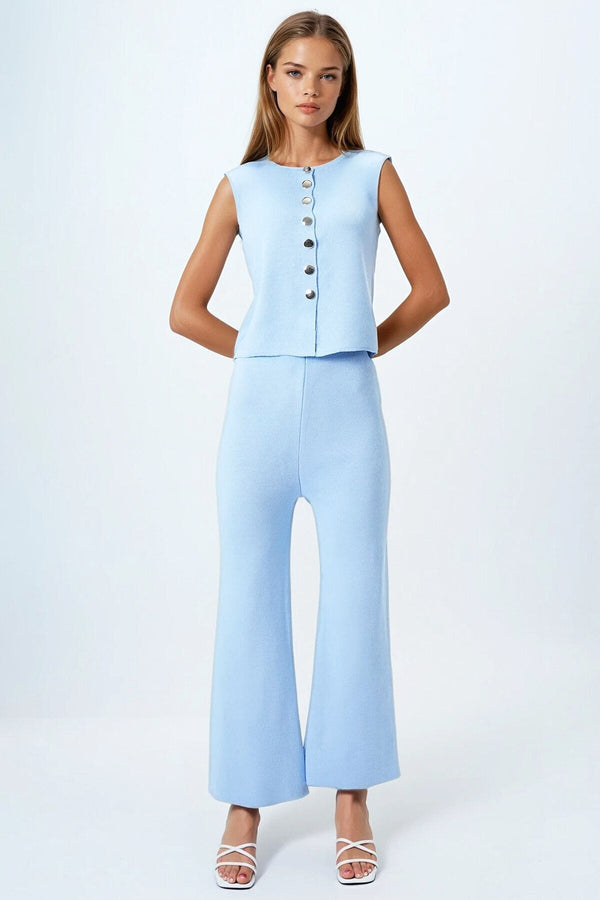 Elegant Knit Set: Top & Trousers
