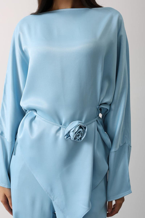 Elegant Satin Blouse & Trousers Set