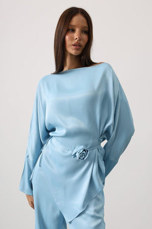 Elegant Satin Blouse & Trousers Set